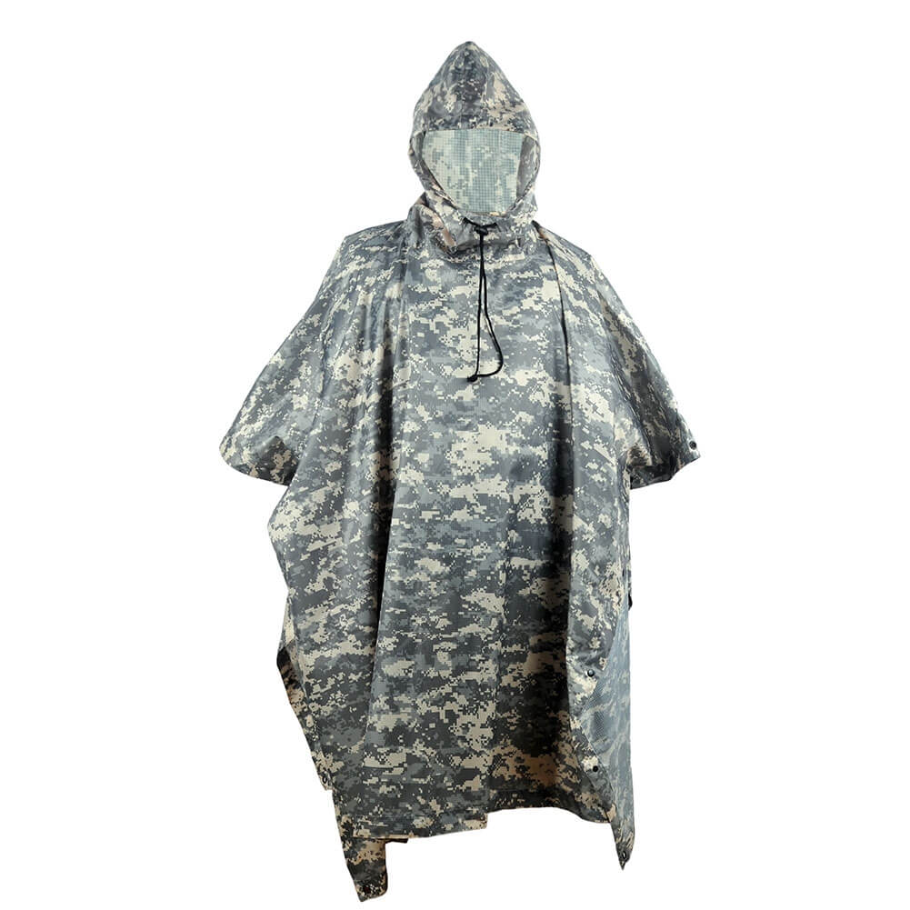 Outdoor Hooded Breathable Rainwear Camo Poncho Army Tactical Raincoat Camping Hiking Gears