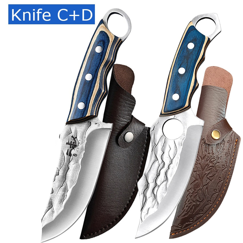 Forged Kitchen Boning Stainless Steel Professional Meat Cleaver Slicing for Fish Outdoor Hunting