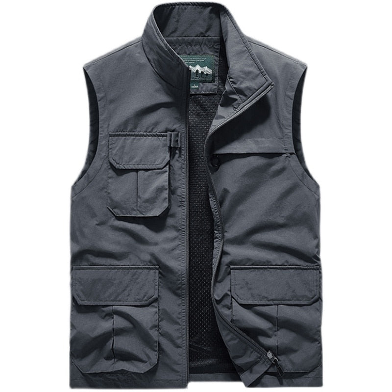 Male Work Vest Summer Tool Tactical Military Motorcyclist Multi-pocket Men Hunting Coat