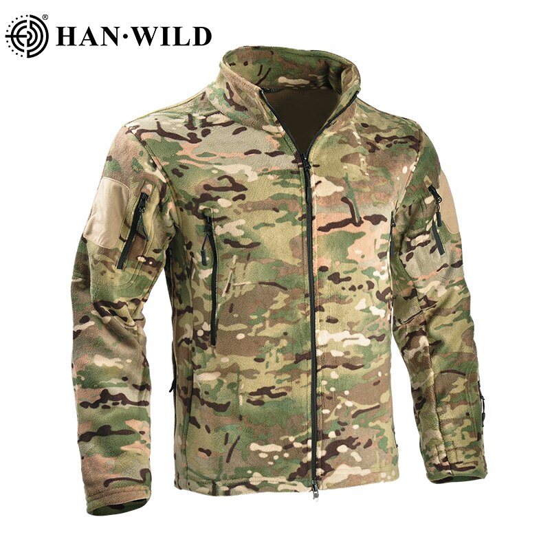 Men Thermal Fleece Military Tactical Jacket Airsoft Hooded Coat Soft Hiking Safari Hunting Cloth