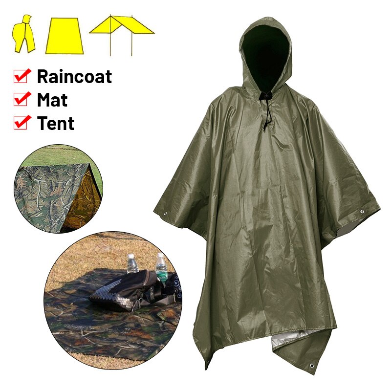 Waterproof Rain Poncho Backpack Hiking Cover Motorcycle Outdoor Tent Mat