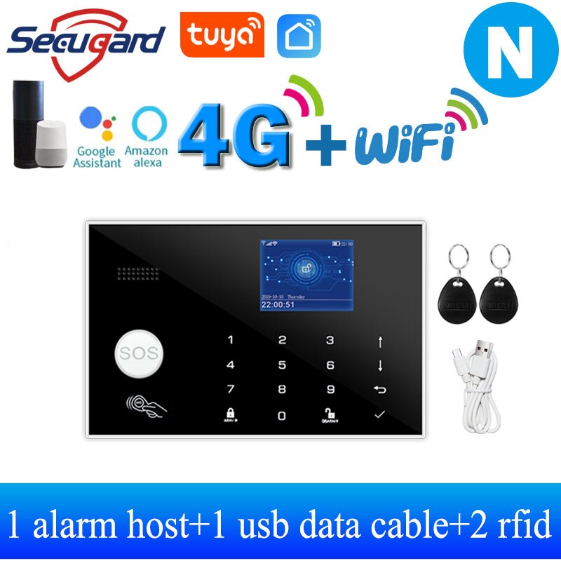 Tuya WiFi GSM Home Security Alarm System 4G Smart Burglar Host 433MHz Wireless TFT