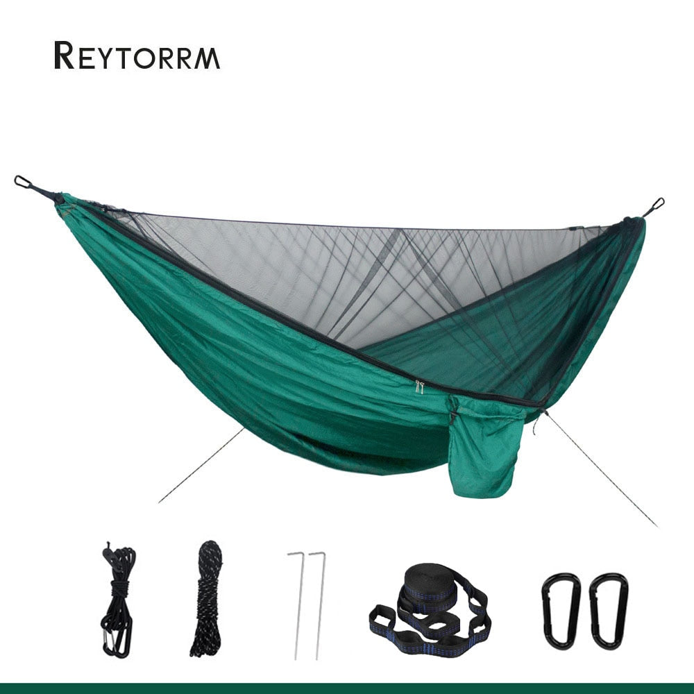 Lightweight Double Person Mosquito Net Hammock Easy Set Up Tree Straps Portable