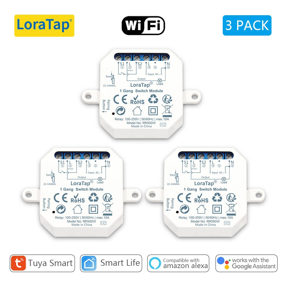 LoraTap Tuya Smart Life Wifi Switch Relay Breaker Module Automation Lighting Google Home Alexa Echo