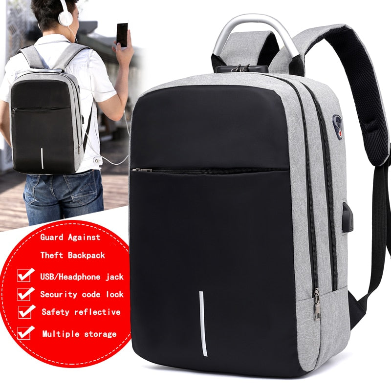 OUBDAR Men Multifunction Anti Theft Backpack 15.6" Inch Laptop Usb Charging Travel Bags