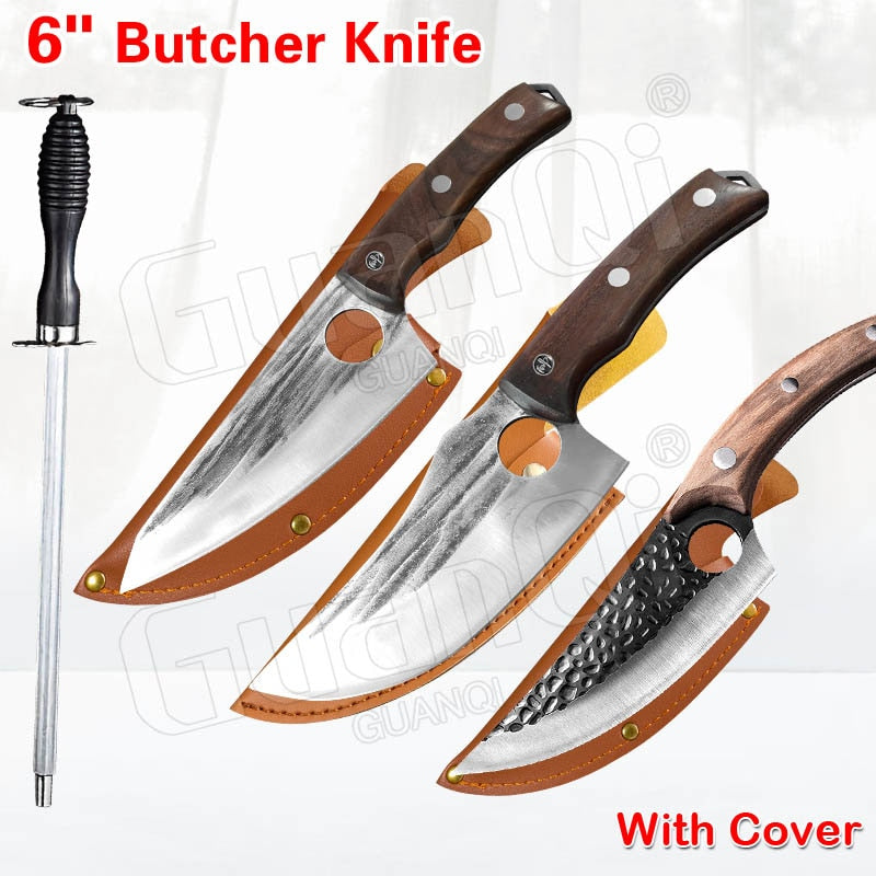 Fish Filleting Knife Stainless Steel Boning Handmade Kitchen Meat Cleaver Camping Cutter Chef Knives