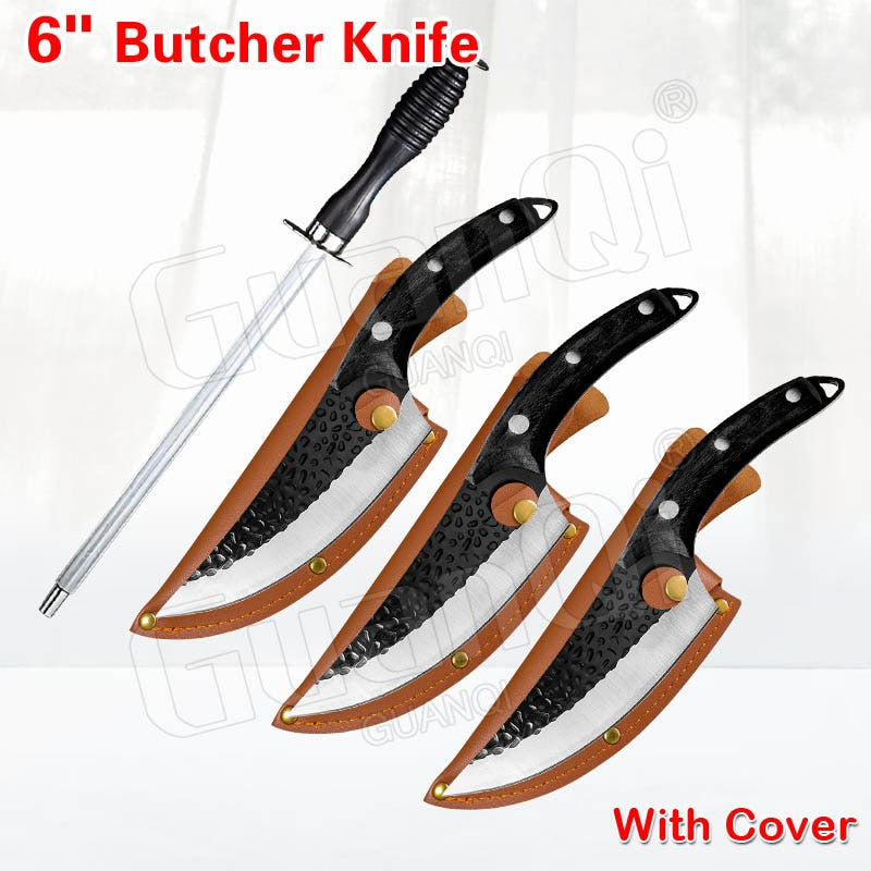 Fish Filleting Knife Stainless Steel Boning Handmade Kitchen Meat Cleaver Camping Cutter Chef Knives