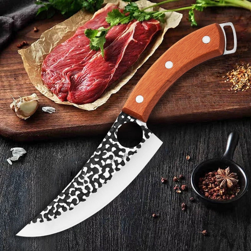 5.5" Boning Knife Forged Stainless Steel Outdoor Hunting Cleaver for Meat Fruit Vegetables