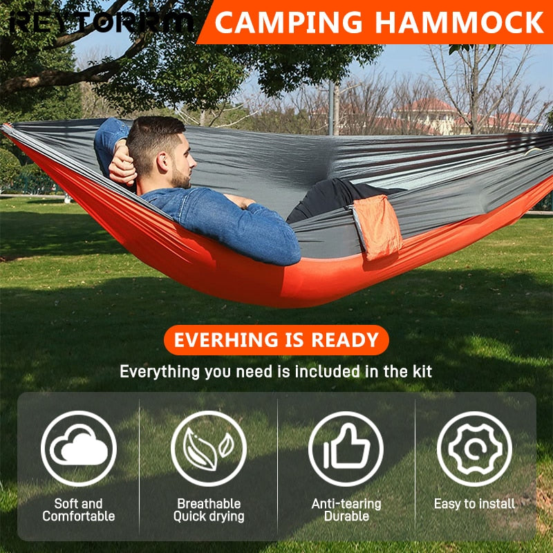 Camping Hammock For Single 220x100cm Outdoor Hunting Survival Portable Garden Yard