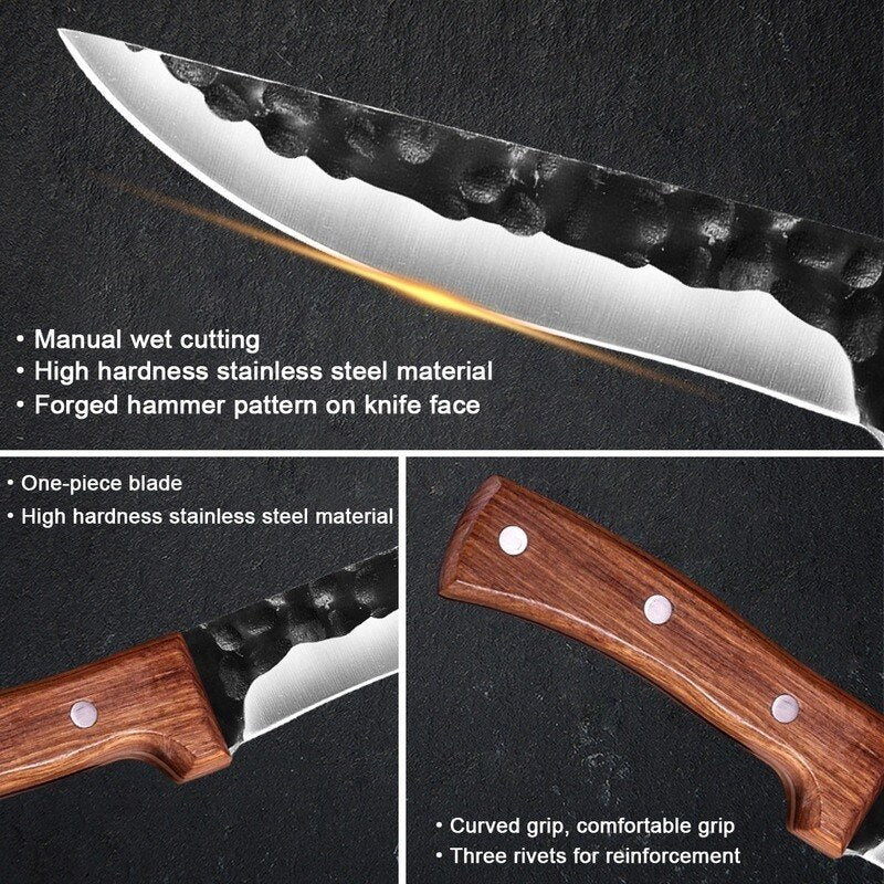 6.5" Forged Hunting Knife Stainless Steel Boning Butcher Meat Cleaver Fishing Camping