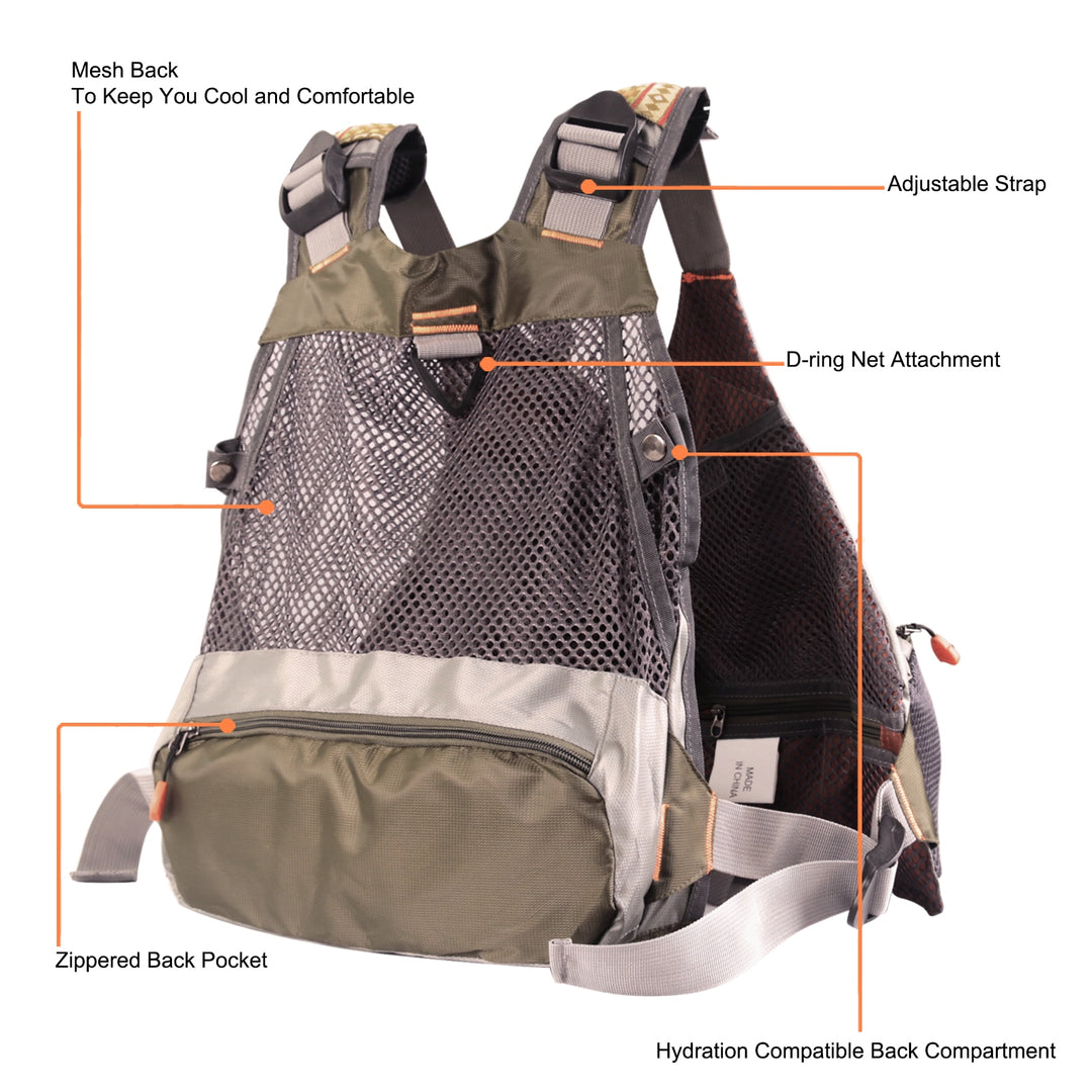 Maximumcatch Mesh Fly Vest Fishing Back Multifunction Pockets Fishing Backpack Vest