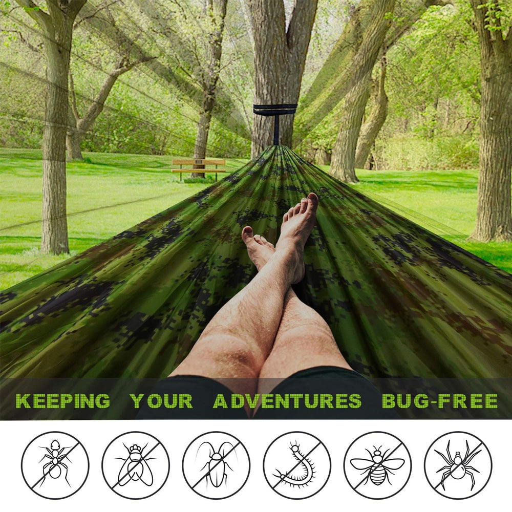 Lightweight Double Person Mosquito Net Hammock Easy Set Up Tree Straps Portable