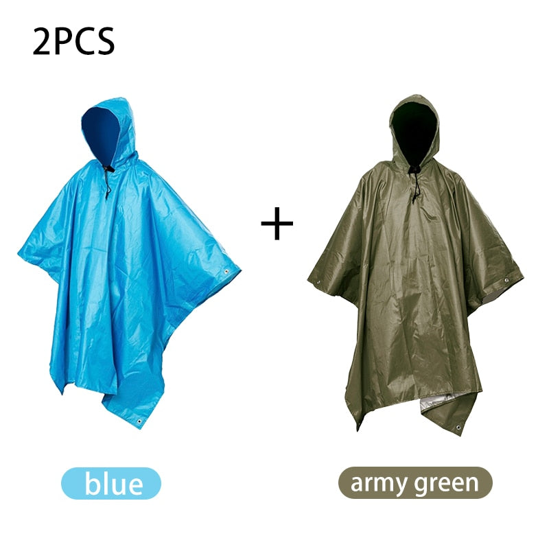 Waterproof Rain Poncho Backpack Hiking Cover Motorcycle Outdoor Tent Mat