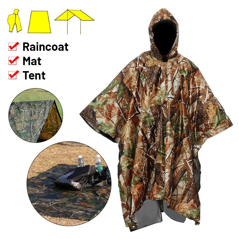 Multifunctional Raincoat Waterproof Poncho Backpack Hiking Motorcycle Outdoor 3 in 1