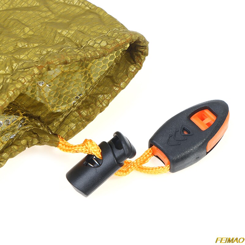 Outdoor Portable Drawstring Bag Emergency Survival Blanket With Whistle Storage Bag PE