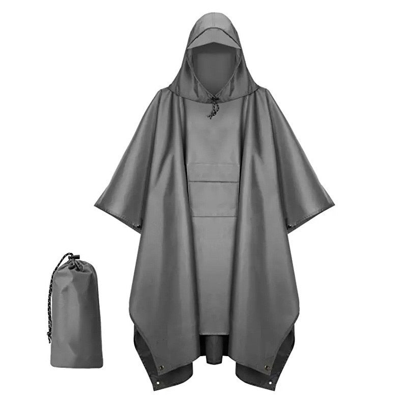 Outdoor Hooded Rain Poncho for Adult with Pocket, Waterproof Lightweight Unisex Raincoat Jacket