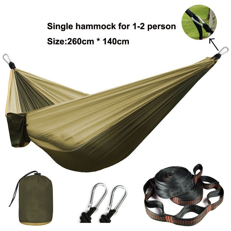 Solid Color Parachute Hammock with Hammock straps and Black carabiner Camping Survival