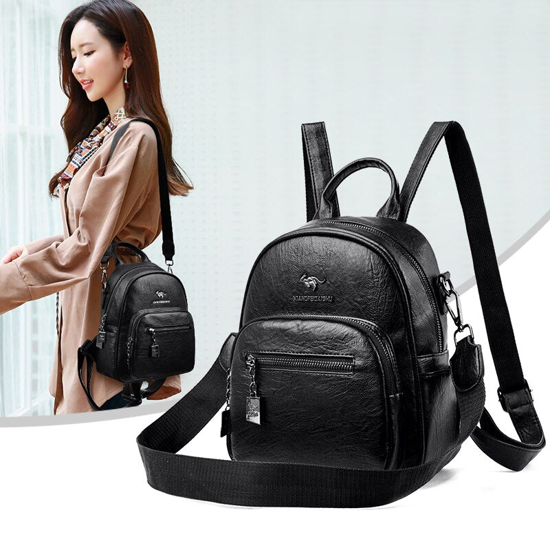 Multifunction Small Backpacks For Girls Soft Leather Shoulder Fashion Brand