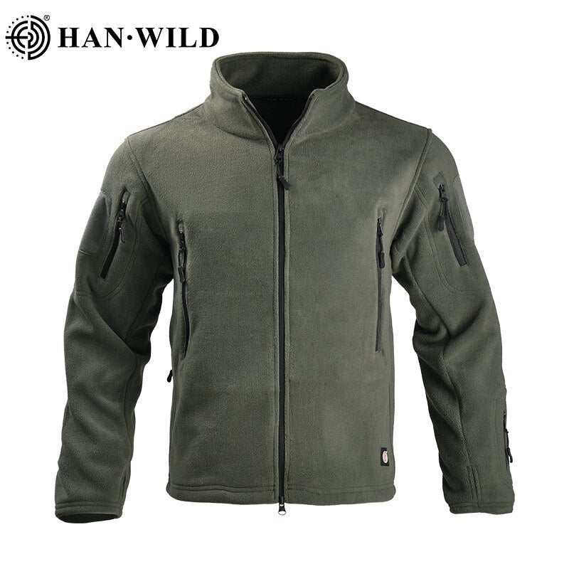 Men Thermal Fleece Military Tactical Jacket Airsoft Hooded Coat Soft Hiking Safari Hunting Cloth