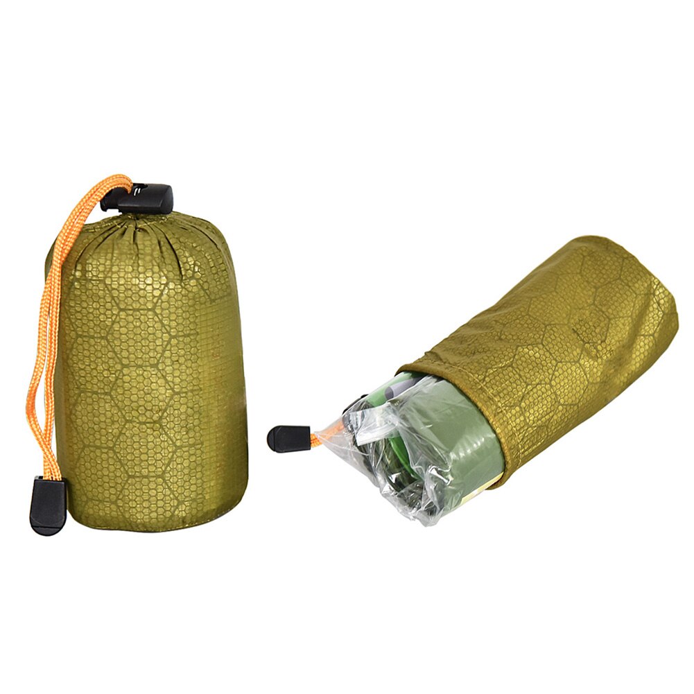 Green Sleeping Bag Storage Bag PE Aluminum Film Outdoor Waterproof Camping Survival Tool