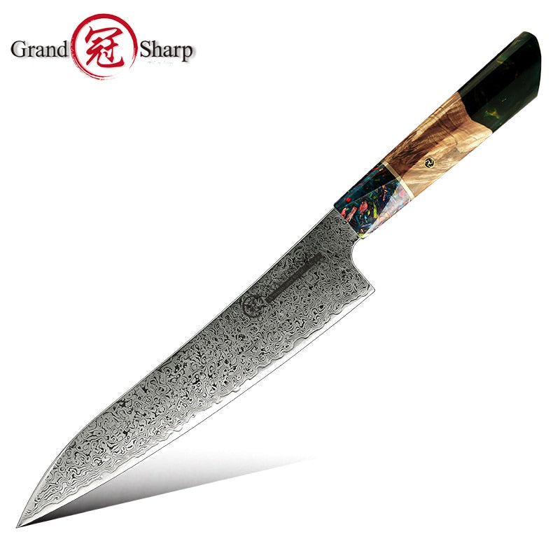 Chef's Knife 67 Layers AUS-10 Japanese Damascus Kitchen Stainless Steel Tool Gyuto Knives Gift