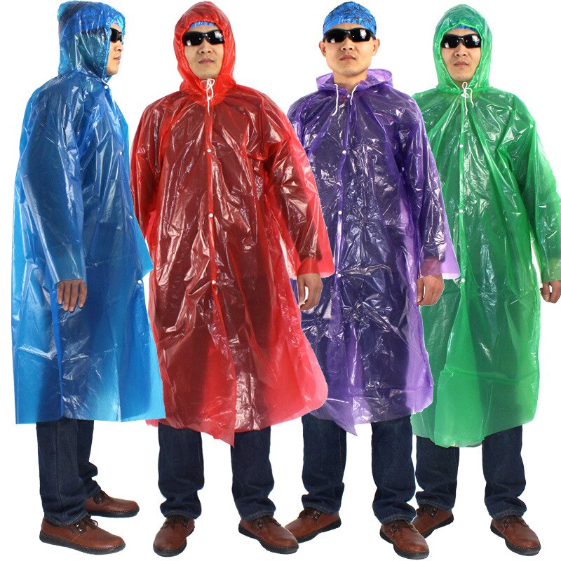 Plastic Rain Cover Portable Rainwear Disposable Outdoor Transparent Raincoat with Hood