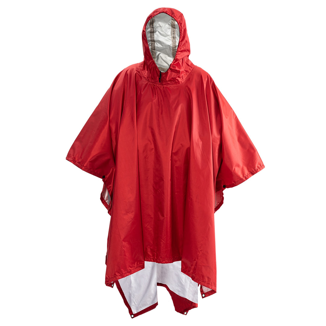 Portable Multifunctional 3 In 1 Rain Coat Hiking Camping Raincoat Poncho Mat Awning Durable