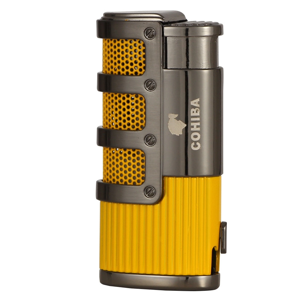 COHIBA Lighter Lighting Cigar Tool Metal 3 Torch Gas Refillable Lighters Smoking Accessories