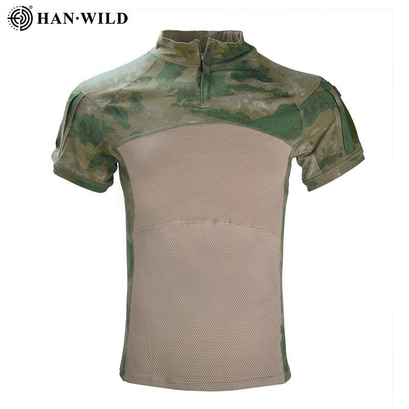 T-Shirts Men Sport Outdoor Military Tee Quick Dry Short Sleeve Shirt Hiking Hunting Army