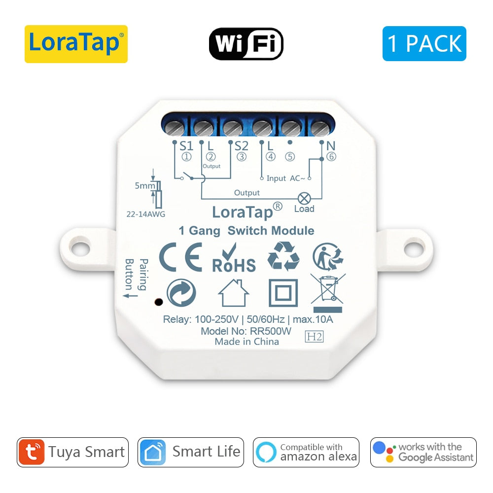 LoraTap Tuya Smart Life Wifi Switch Relay Breaker Module Automation Lighting Google Home Alexa Echo