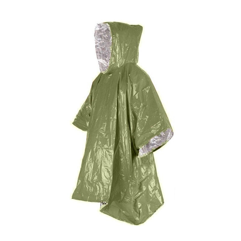 Emergency Water Proof Raincoat Aluminum Film Disposable Poncho Cold Insulation Rainwear