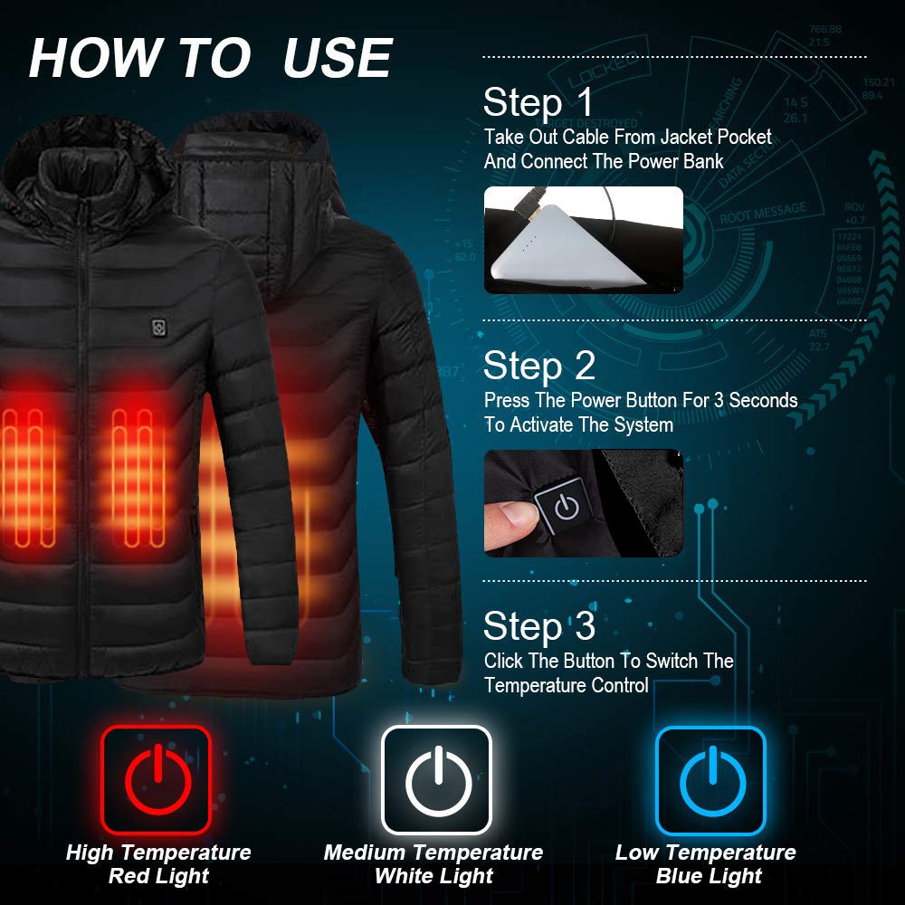 11 Areas Heated Jacket USB Men's Women's Winter Outdoor Electric Heating Jackets