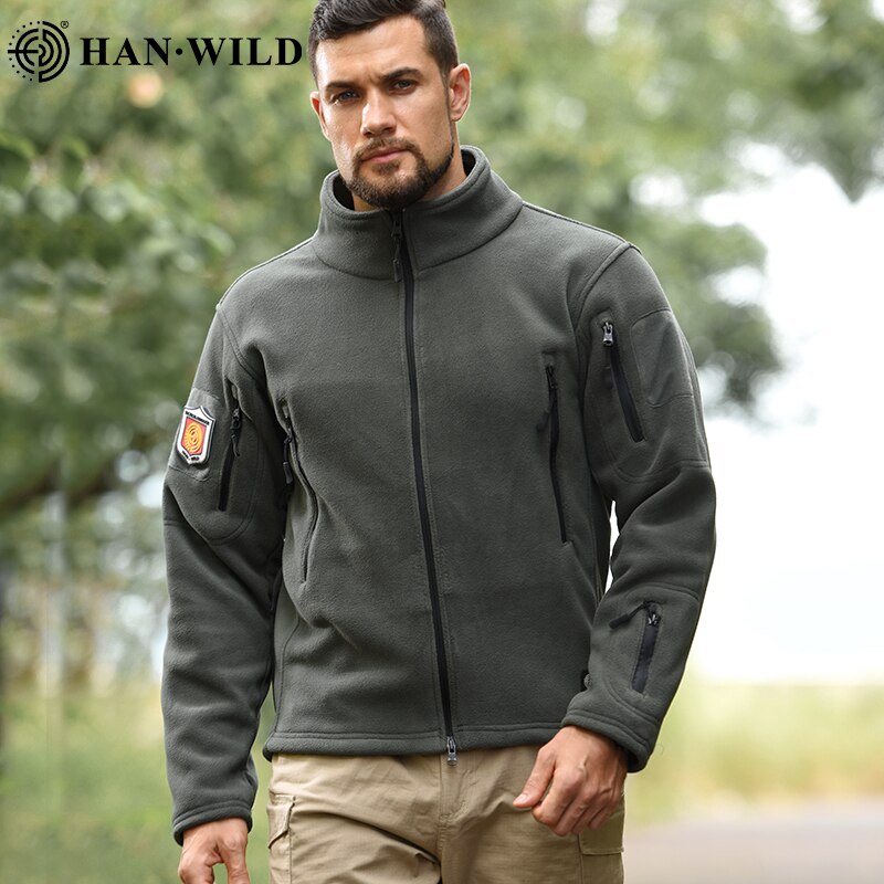 Men Thermal Fleece Military Tactical Jacket Airsoft Hooded Coat Soft Hiking Safari Hunting Cloth