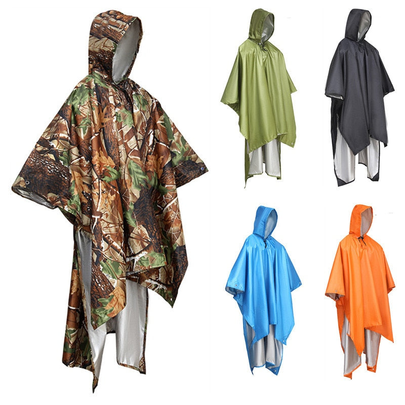 3 in 1 Raincoat Backpack Rain Cover Rain Coat Hood Hiking Cycling