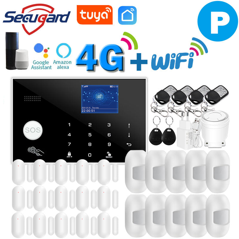 Tuya WiFi GSM Home Security Alarm System 4G Smart Burglar Host 433MHz Wireless TFT