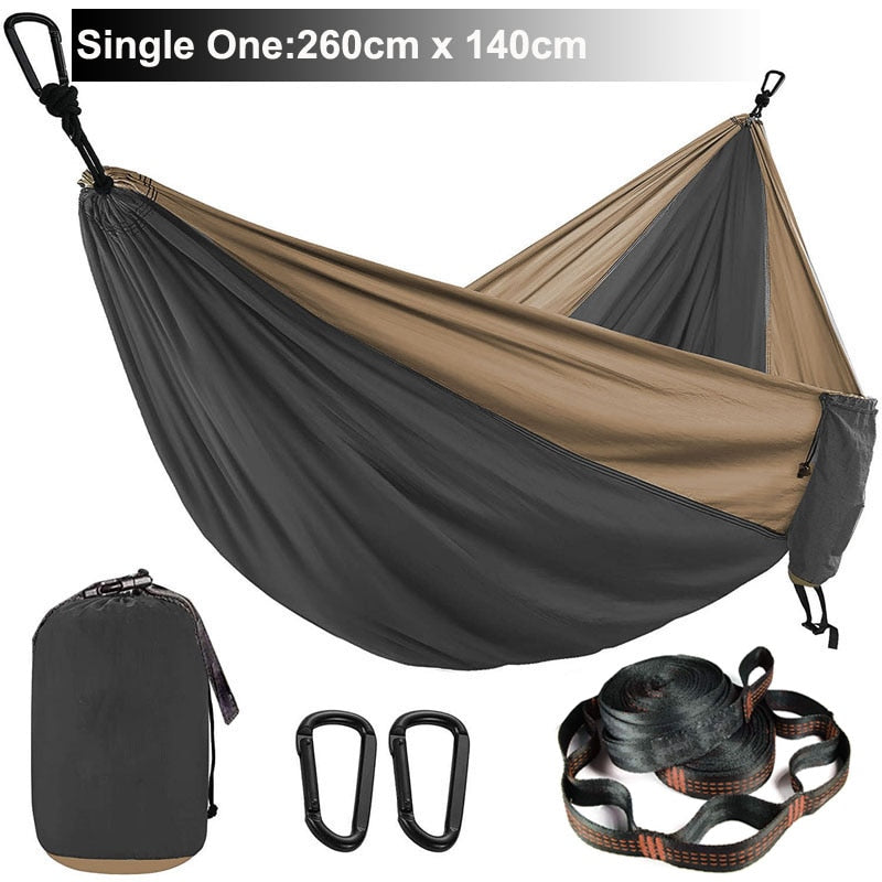 Solid Color Parachute Hammock with Hammock straps and Black carabiner Camping Survival