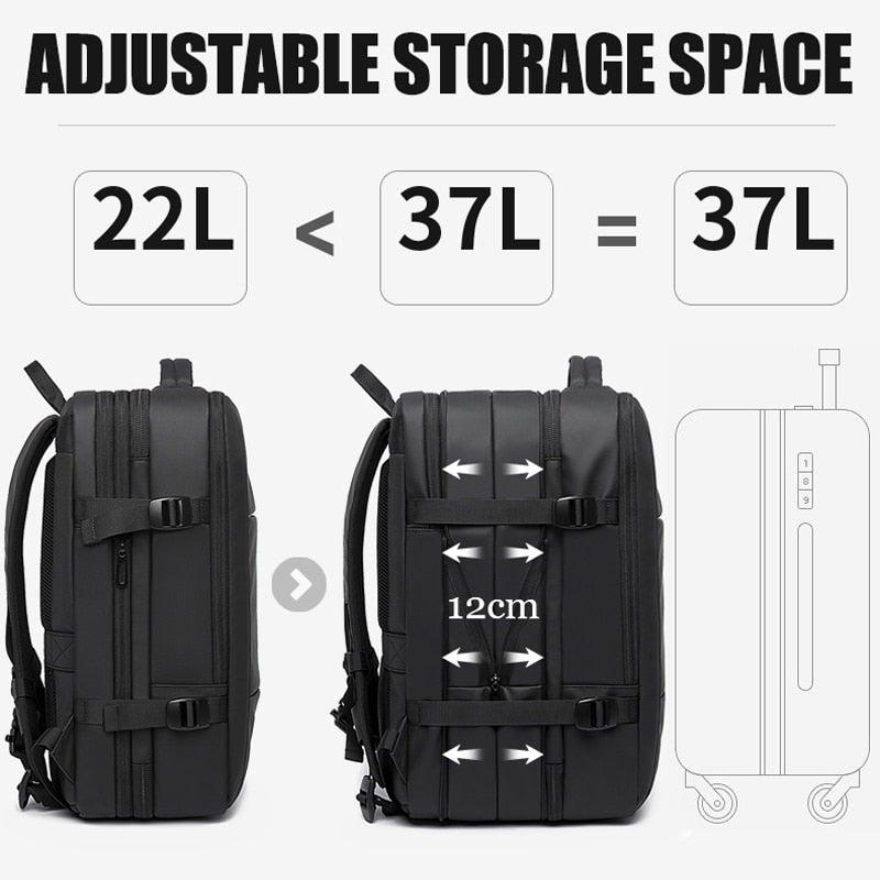 Travel Backpack Men Business Aesthetic School Expandable USB Bag Large Capacity