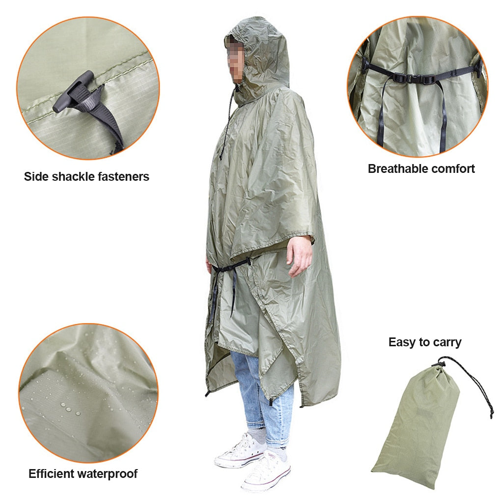 Adult Universal Raincoat Fahion Ultralight Hoodie Rain Ponchos Sun Shelter Silicone Outdoor