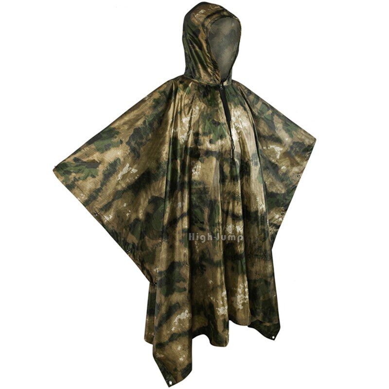 Outdoor Military Poncho 210T+PU Army War Tactical Raincoat Hunting Ghillie Suit Accessories