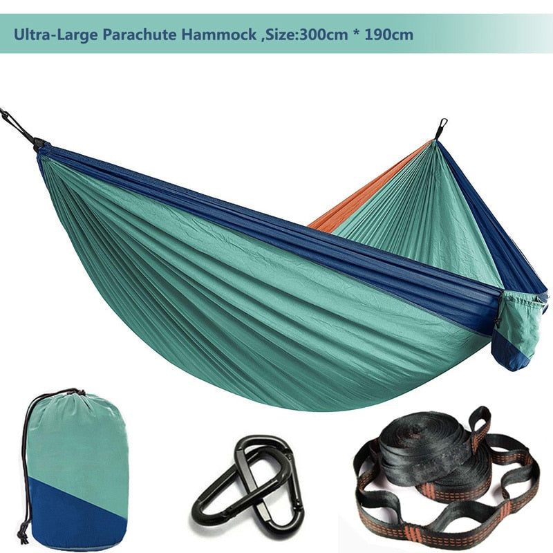 Solid Color Parachute Hammock with Hammock straps and Black carabiner Camping Survival