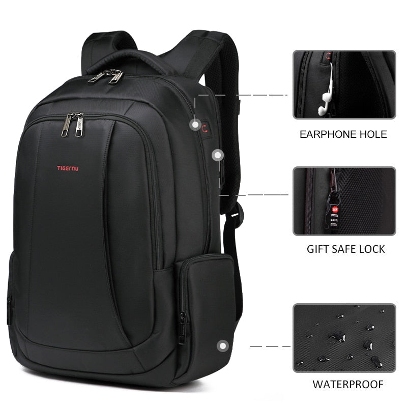 Men's Backpack 15.6 17.3inch Laptop For Anti Theft School Travel Bag Mochila