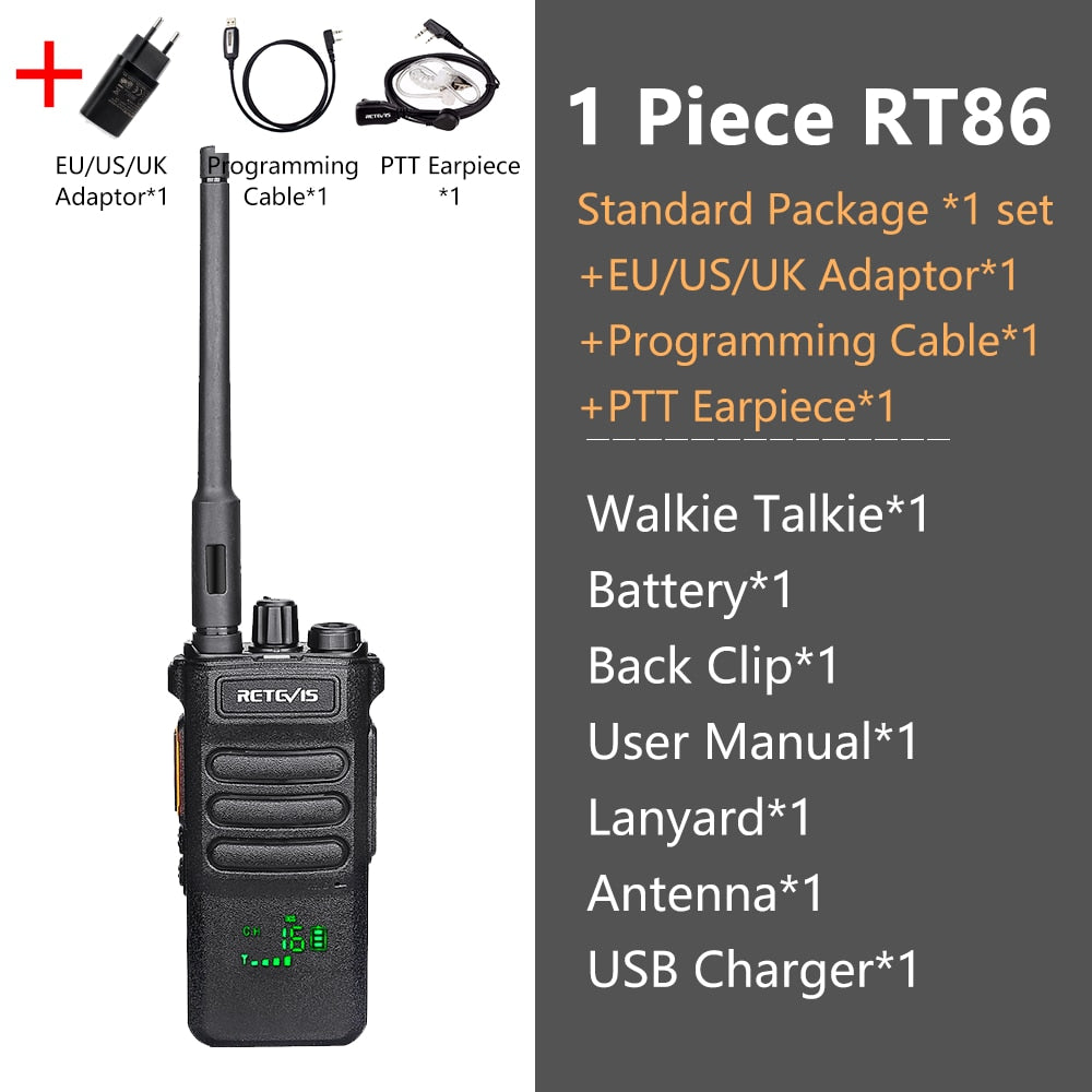 10W Retevis Walkie Talkie Long Range RT86 Walkie-talkies 1/ 2 pcs Two-way radio Powerful