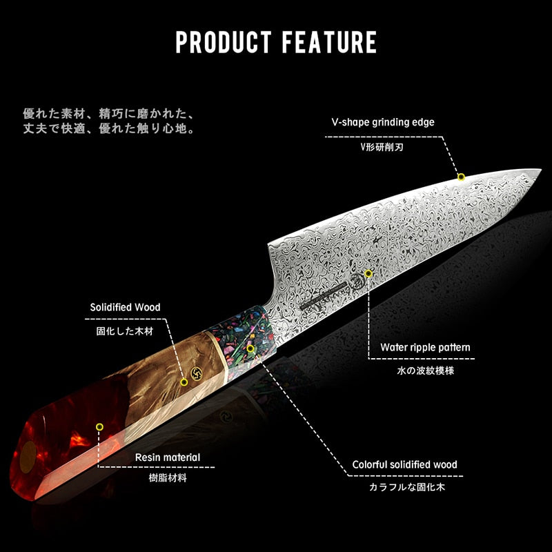 Chef's Knife 67 Layers AUS-10 Japanese Damascus Kitchen Stainless Steel Tool Gyuto Knives Gift