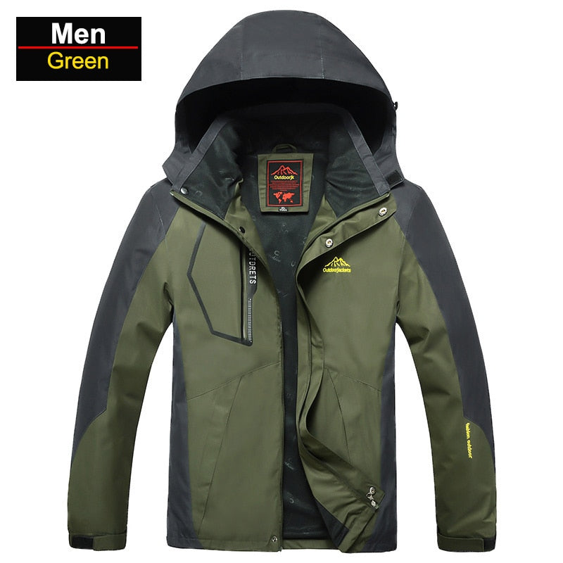 CHRLCK Men's Waterproof Hiking Jacket Large Size Windproof Windbreaker Camping