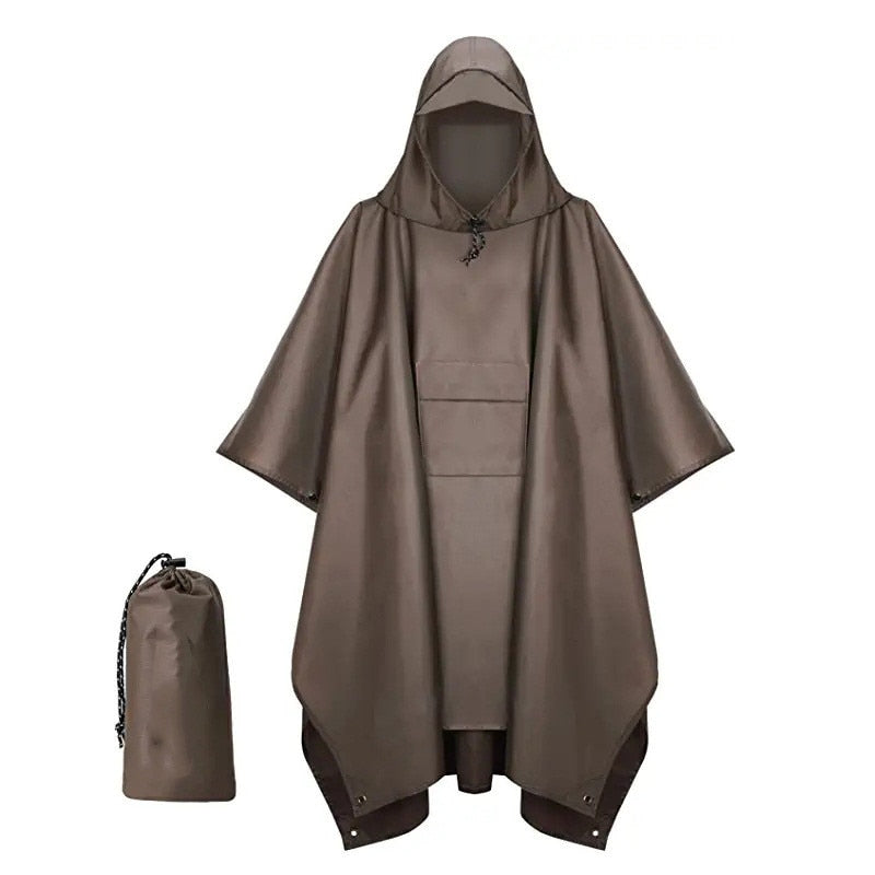 Outdoor Hooded Rain Poncho for Adult with Pocket, Waterproof Lightweight Unisex Raincoat Jacket