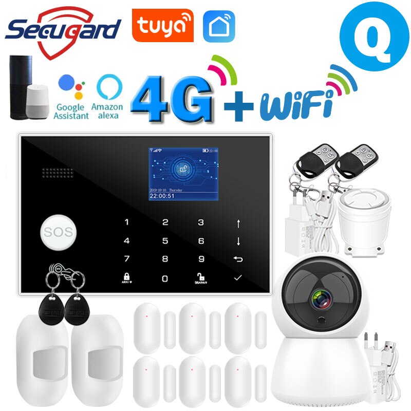 Tuya WiFi GSM Home Security Alarm System 4G Smart Burglar Host 433MHz Wireless TFT