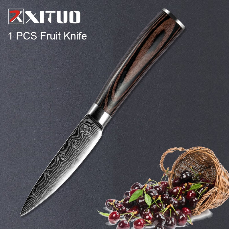 XITUO 1-5PCS set Chef Knife Japanese Stainless Steel Sanding Laser Pattern Knives Professional