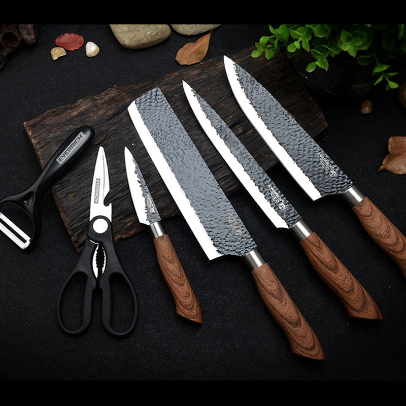 Knives Set Tools Forged Kitchen Knife Scissors Ceramic Peeler Chef Slicer Nakiri Paring Knife Gift