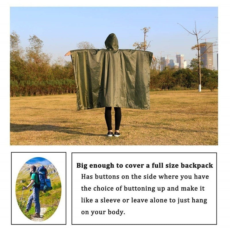 Raincoat Backpack Rain Cover Hiking Cycling Poncho Waterproof Tent Outdoor Camping