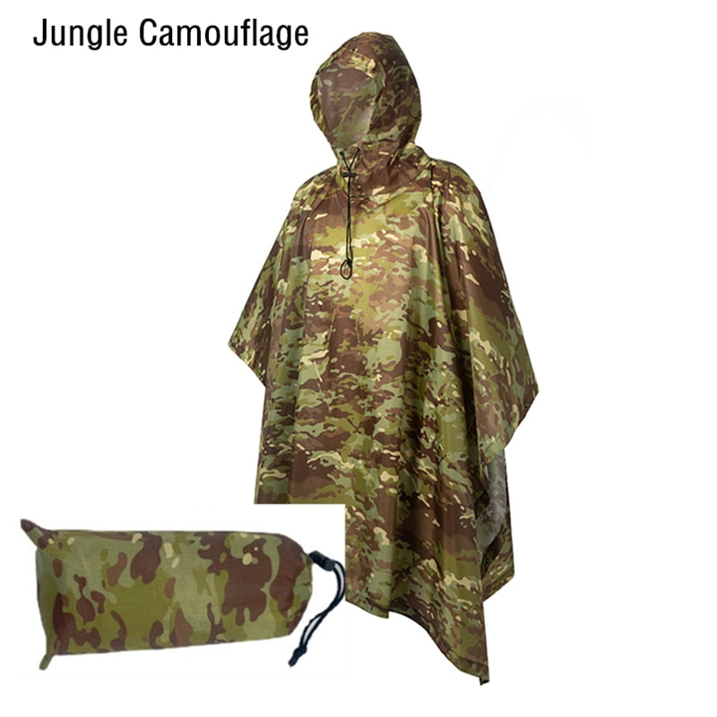 Outdoor Military Breathable Camouflage Poncho Jungle Tactical Raincoat Birdwatching Hiking